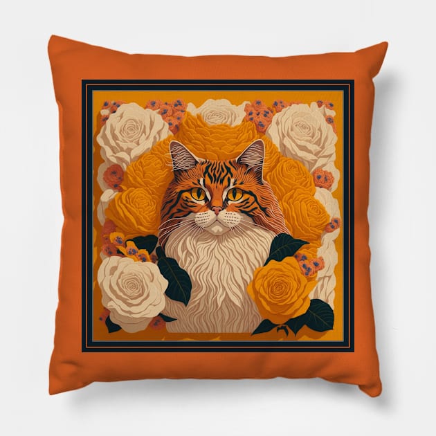 Ragamuffin cat. Style vector (yellow version 2 ragamuffin cat) Pillow by xlhombat