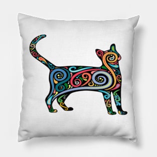 cat silhouette with colorful Design - Gifts Pillow