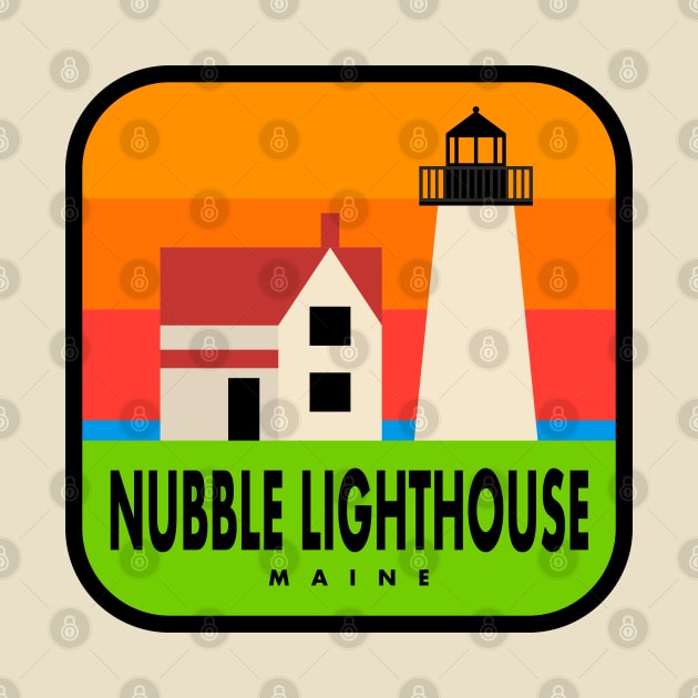 Nubble Lighthouse - Vintage Color Badge by DMSC