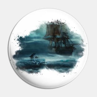 Ghost Ship Watercolor Pin