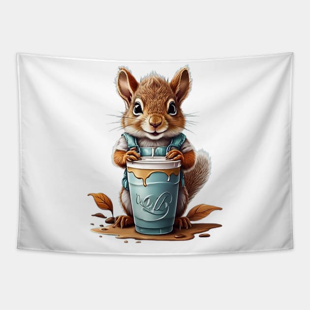 Iced Coffee and Cute Squirrel Tapestry by likbatonboot