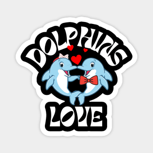 Cute Dolphin Couple Loves Each Other Magnet