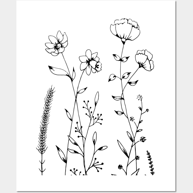 Floral Flower Vector Line art Illustration, Floral Flower vector