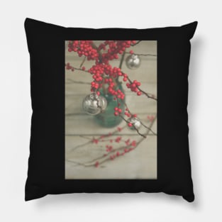 Winter Holly Berries Pillow