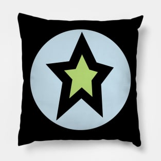 Small Green Star Light Blue Circle Graphic Pillow