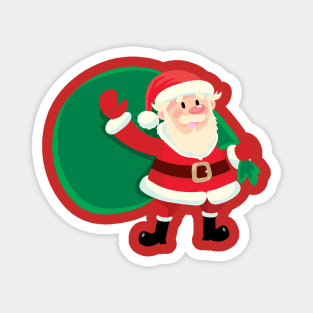 Santa Claus with a big green bag of gifts Magnet