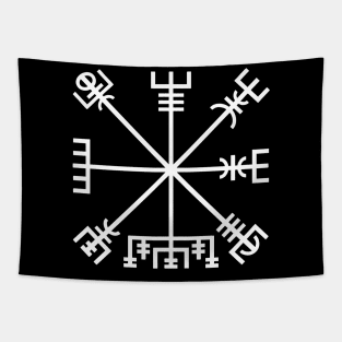 Vegvísir (white symbol) Tapestry