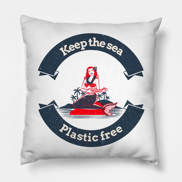 Keep the sea plastic free, siren Pillow by Andrew's shop