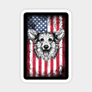 Patriotic Corgi American Flag Magnet