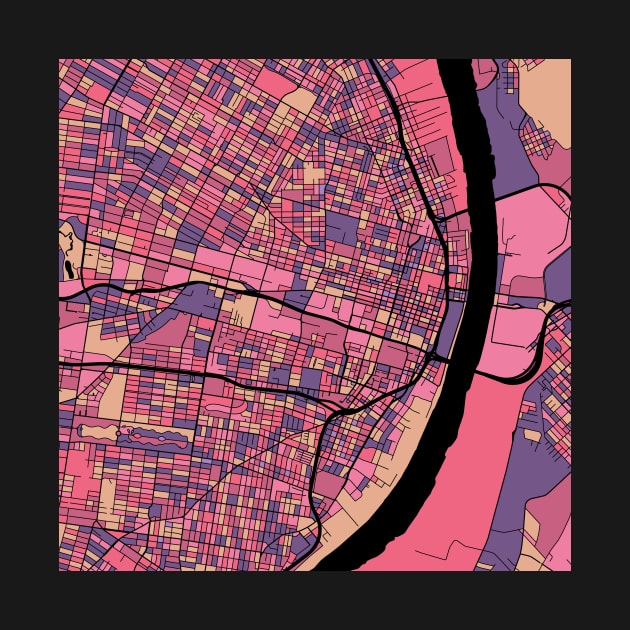 St. Louis Map Pattern in Purple & Pink by PatternMaps