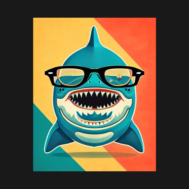 Funny Shark Wearing Glasses While Smiling by Farmer