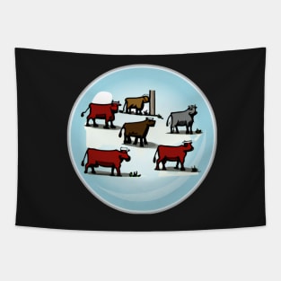 Bovine Revolution Cartoon Tapestry