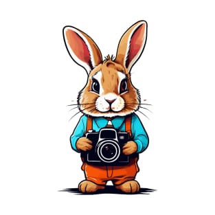 cute bunny holding camera T-Shirt