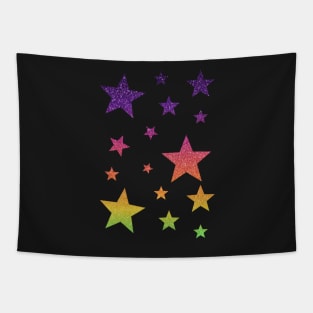 Bright Rainbow Ombre Faux Glitter Stars Tapestry