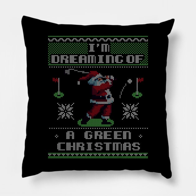 Funny Golf Lover Ugly Sweater - Santa Playing Golf Pillow by BoundlessWorks