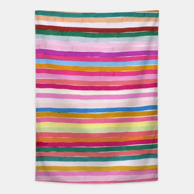 Colorful Horizontal Stripes Tapestry by craftydesigns