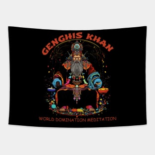 Funny Genghis Khan, World Domination Zen Meditation Tapestry