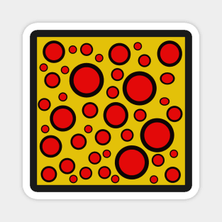 yellow red and black polka dot design Magnet