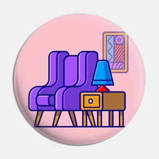 Sofa, Corner Table, And Lamp Cartoon Pin