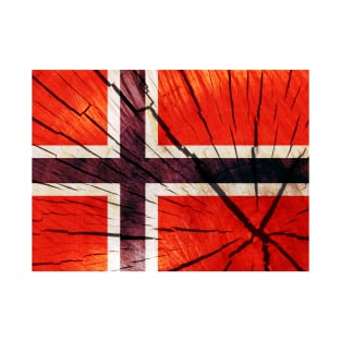 Flag of Norway - Tree Trunk Wood T-Shirt