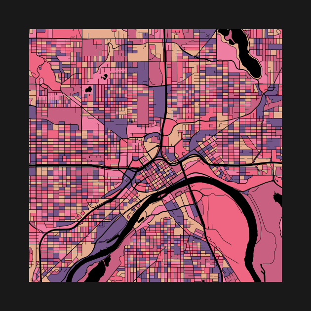 Saint Paul Map Pattern in Purple & Pink by PatternMaps