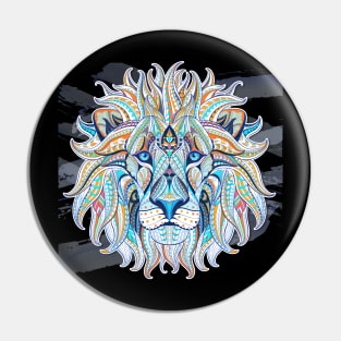 Mandala Art Zentangle Lion Face Art Sacred Geometry Pin