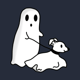 Cartoon Ghost Walking Ghost Dog T-Shirt