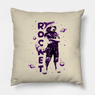 raccoon Rock - space retro element Pillow