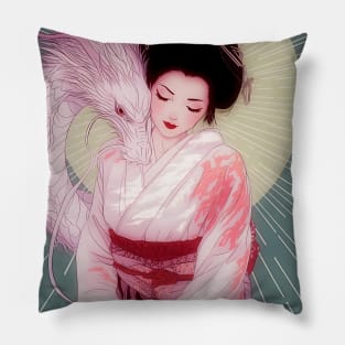 Geisha and white dragon 94001 Pillow