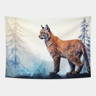 Misty boreal watercolor lynx Tapestry