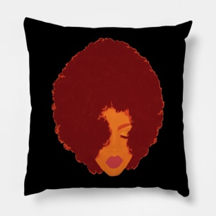 Stylish Woman with Beautiful Big Fluffy Afro (Black Background) Pillow