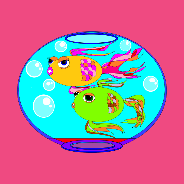 A Fishbowl with Two Fish Swimming by YudyisJudy