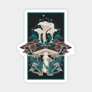 Moody Moonlit Mushrooms Magnet