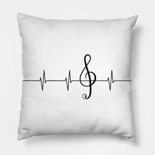 Music Pulse Musician Heartbeat Clef Pillow