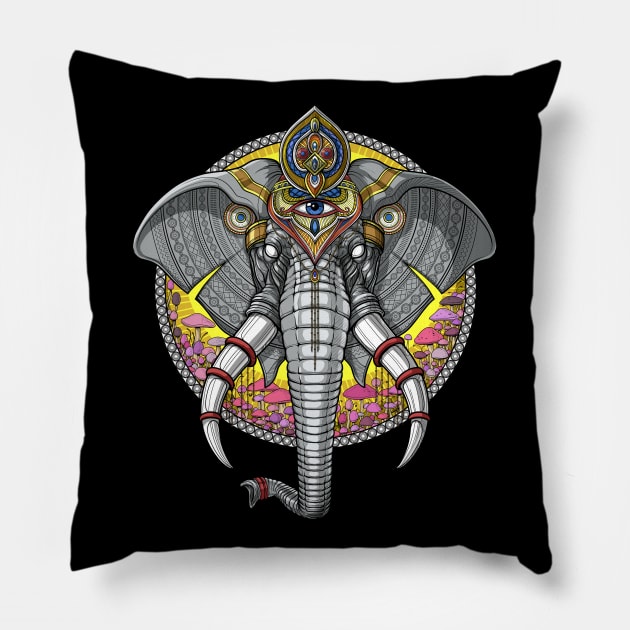 Psychedelic Ganesha Pillow by underheaven