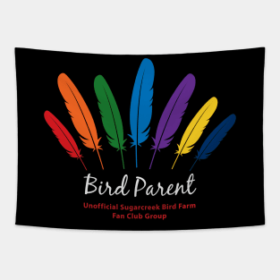 Bird Parent - white type Tapestry