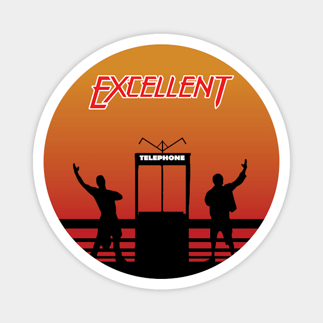 Bill And Ted Excellent Retro Circle Magnet by DemBoysTees