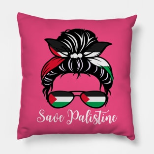 Messy Bun Save Palestine Flag Pillow