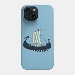 Blue viking ship Phone Case