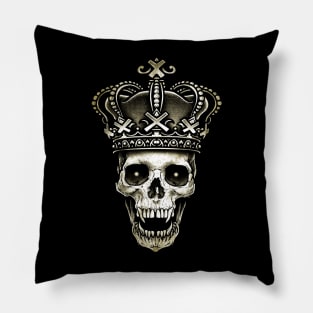 King Skull with Crown Pillow
