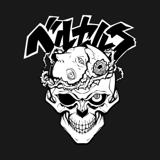 The skull of the rotten flower black and white T-Shirt