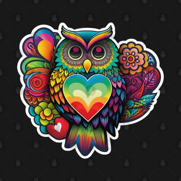 Groovy Psychedelic Owl in Black by TheArtfulAllie