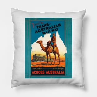 Trans-Australian Railway Vintage Travel Poster Pillow