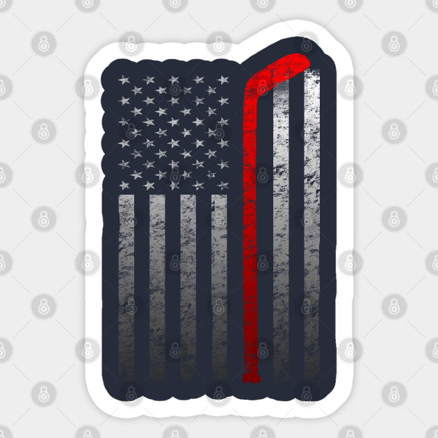 Hockey Stick American Flag Vintage Player Sticker - Hockey - Sticker