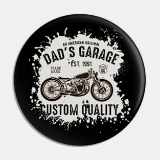 Vintage Motorcycle T-Shirt, Dad's Garage Custom Quality, Route 66 Biker Gift, Est. 1991 Men's Tee Pin