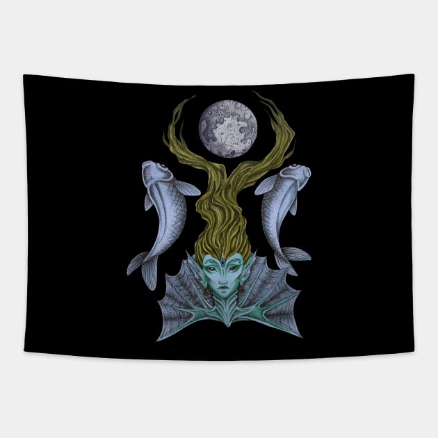 Mermaid color Tapestry by Dracuria