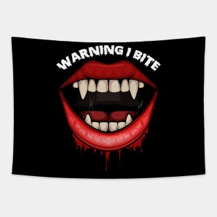 Warnig I Bite - Vampire Fangs Mouth Tapestry