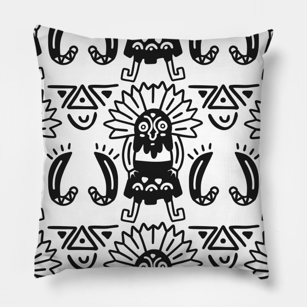 Aztec Art - Lizard Pattern Pillow by NoPlanB