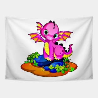 Cute Pink Dragon Tapestry