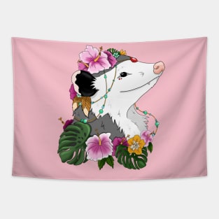 Opossum with tropical vibes Tapestry